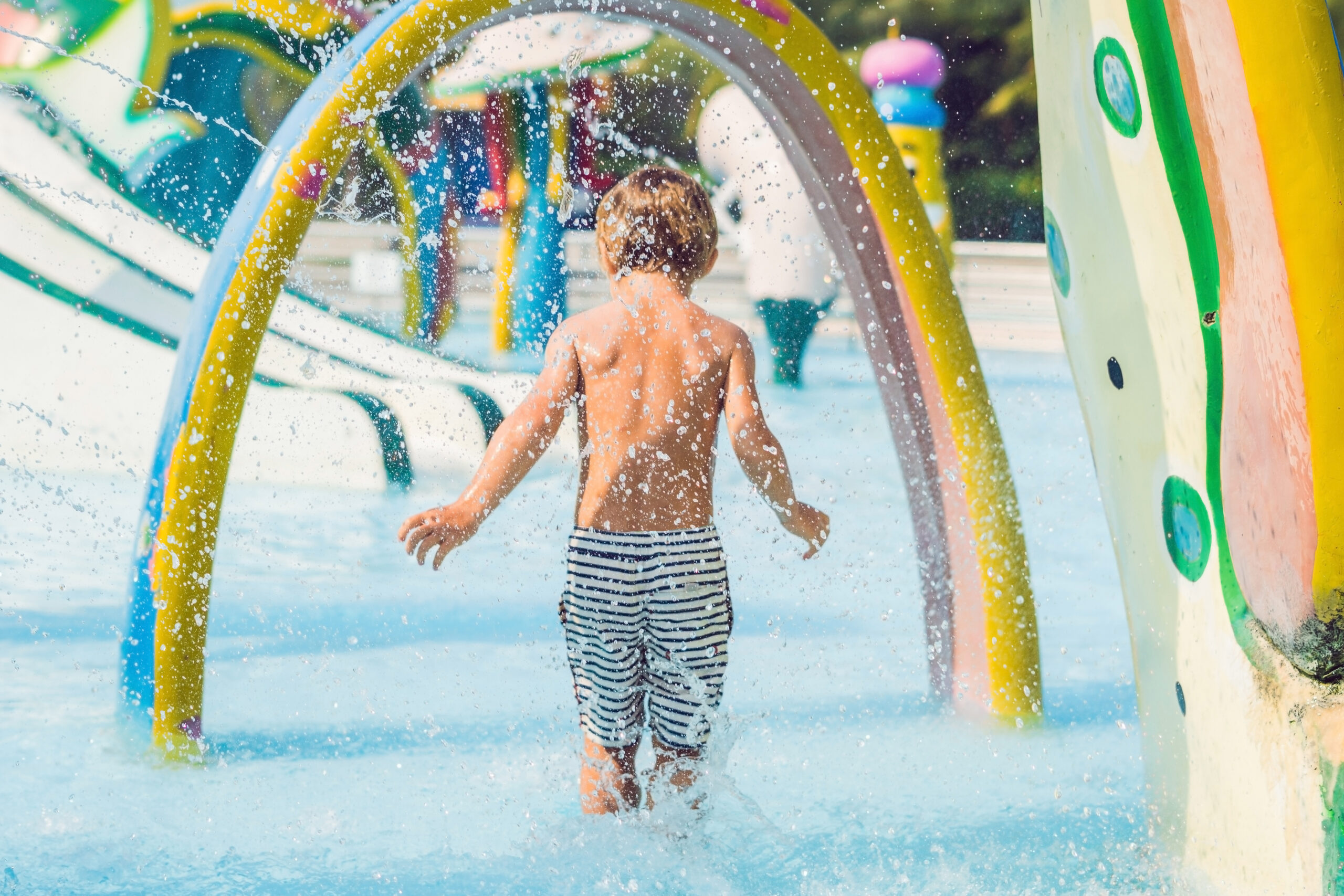 Boy is having fun in the water park sedona arizona